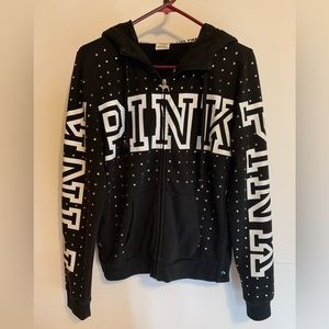 PINK BY VICTORIA SECRET. Black bling hooded sweat shirt